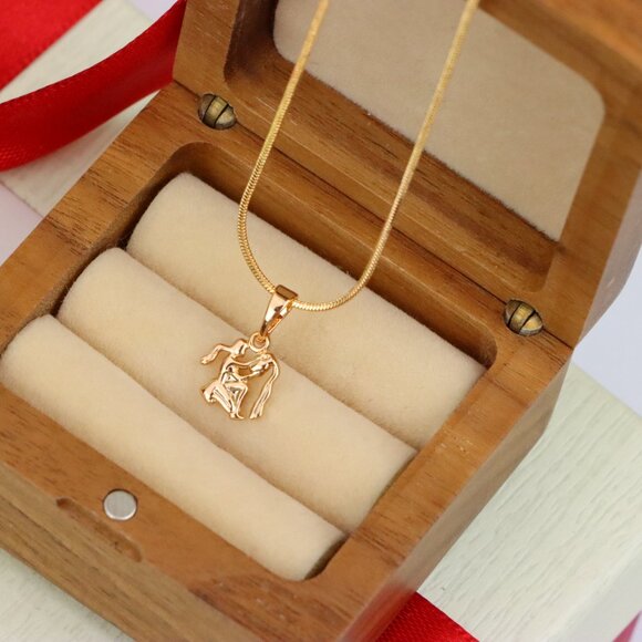 "Aquarius Zodiac Rose Gold Pendant Stylish Celestial Charm, XPPT1472 - Picture 9 of 13